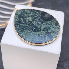 Подвеска капля яшма камбаба, цвет золото 40х34 мм