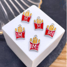 Подвеска картошка фри, цвет серебро 14 мм