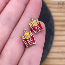 Подвеска картошка фри, цвет серебро 14 мм