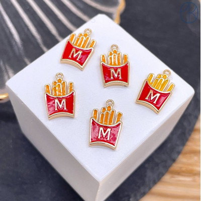 Подвеска картошка фри, цвет золото 14 мм