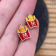 Подвеска картошка фри, цвет золото 14 мм