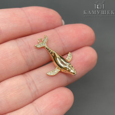 Подвеска Кит с цирконами, цвет золото 18х25 мм 