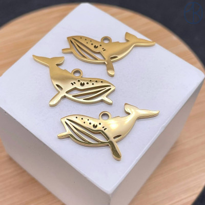 Подвеска кит сталь 24 мм, цвет золото 18К