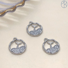 Подвеска кит в океане цирконы, цвет серебро 14 мм 