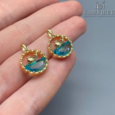 Подвеска кит в океане, цвет золото 20х14 мм