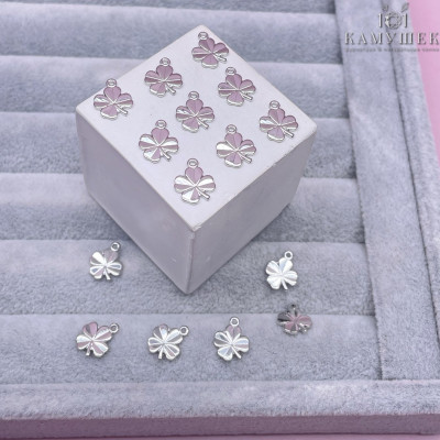 Подвеска Клевер 4-листный, цвет серебро 11x9 мм