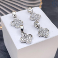 Подвеска клевер цирконы, цвет серебро 12х10 мм 
