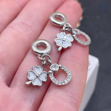 Подвеска клевер и подкова №1, цвет серебро 13 мм 