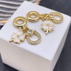 Подвеска клевер и подкова №1, цвет золото 13 мм 