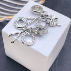 Подвеска клевер и подкова №2, цвет серебро 13 мм 
