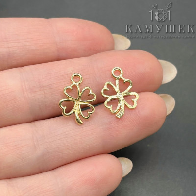 Подвеска клевер контур, цвет золото 11x16 мм