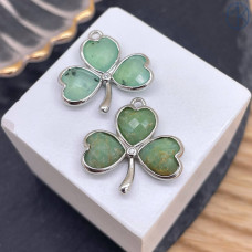 Подвеска клевер огранка амазонит, цвет серебро 18 мм
