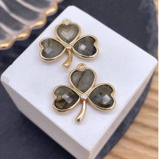 Подвеска клевер огранка лабрадор, цвет золото 18 мм