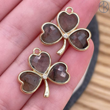Подвеска клевер огранка лабрадор, цвет золото 18 мм