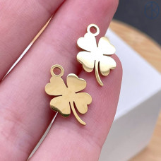 Подвеска клевер сталь 10 мм, цвет золото 18К 