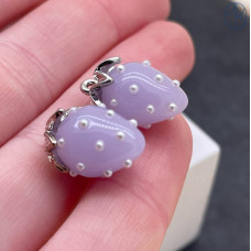 Подвеска клубника сиреневая, цвет серебро 17х12 мм