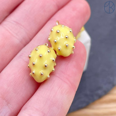 Подвеска клубника желтая, цвет золото 15 мм