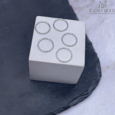 Подвеска кольцо рифленое уп. 5 шт., цвет серебро 12 мм