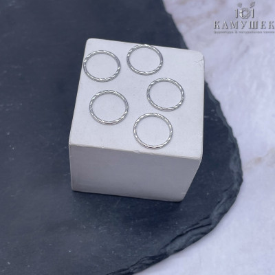 Подвеска кольцо рифленое уп. 5 шт., цвет серебро 12 мм
