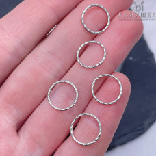 Подвеска кольцо рифленое уп. 5 шт., цвет серебро 12 мм