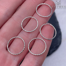 Подвеска кольцо рифленое уп. 5 шт., цвет серебро 16 мм 