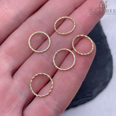 Подвеска кольцо рифленое уп. 5 шт., цвет золото 12 мм
