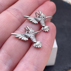 Подвеска колибри цирконы, цвет серебро 19х22 мм 