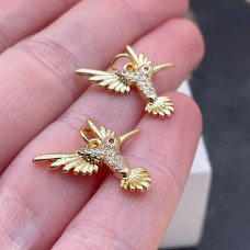 Подвеска колибри цирконы, цвет золото 19х22 мм 