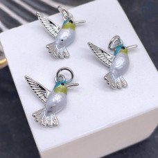 Подвеска колибри, цвет серебро 14 мм