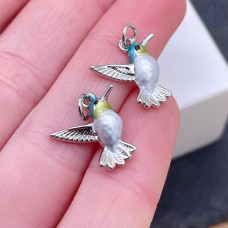 Подвеска колибри, цвет серебро 14 мм