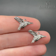 Подвеска колибри, цвет серебро 19х13 мм