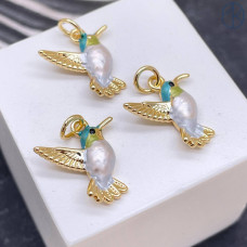 Подвеска колибри, цвет золото 14 мм