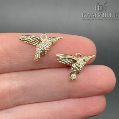 Подвеска колибри, цвет золото 19х13 мм 
