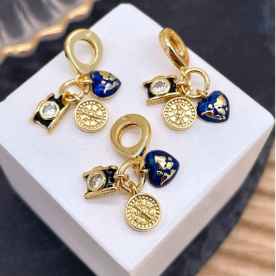 Подвеска компас, фотоаппарат и сердце, цвет золото 8 мм