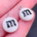 Подвеска конфета белая M&M's, цвет серебро 14 мм