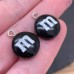 Подвеска конфета черная M&M's, цвет серебро 14 мм