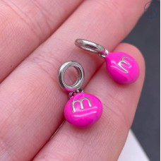 Подвеска конфета фуксия M&M's, цвет серебро 8 мм