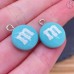 Подвеска конфета голубая M&M's, цвет серебро 14 мм