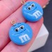 Подвеска конфета голубая M&M's, цвет золото 19 мм