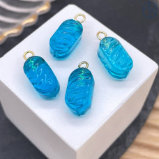 Подвеска конфета карамель голубая, цвет золото ~ 14 мм