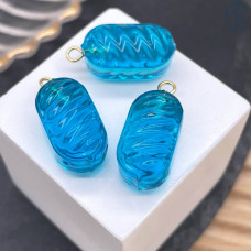 Подвеска конфета карамель голубая, цвет золото ~ 19 мм