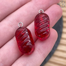 Подвеска конфета карамель красная, цвет серебро ~ 19 мм