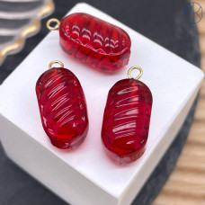 Подвеска конфета карамель красная, цвет золото ~ 19 мм