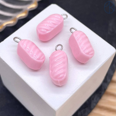 Подвеска конфета карамель розовая, цвет серебро ~ 14 мм