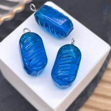 Подвеска конфета карамель темно-синяя, цвет серебро ~ 19 мм