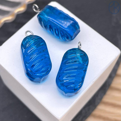 Подвеска конфета карамель темно-синяя, цвет серебро ~ 19 мм