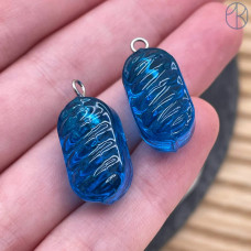 Подвеска конфета карамель темно-синяя, цвет серебро ~ 19 мм