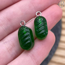 Подвеска конфета карамель темно-зеленая, цвет серебро ~ 14 мм