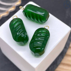 Подвеска конфета карамель темно-зеленая, цвет золото ~ 19 мм