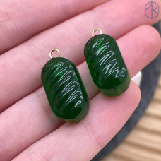 Подвеска конфета карамель темно-зеленая, цвет золото ~ 19 мм